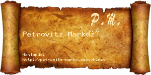 Petrovitz Markó névjegykártya